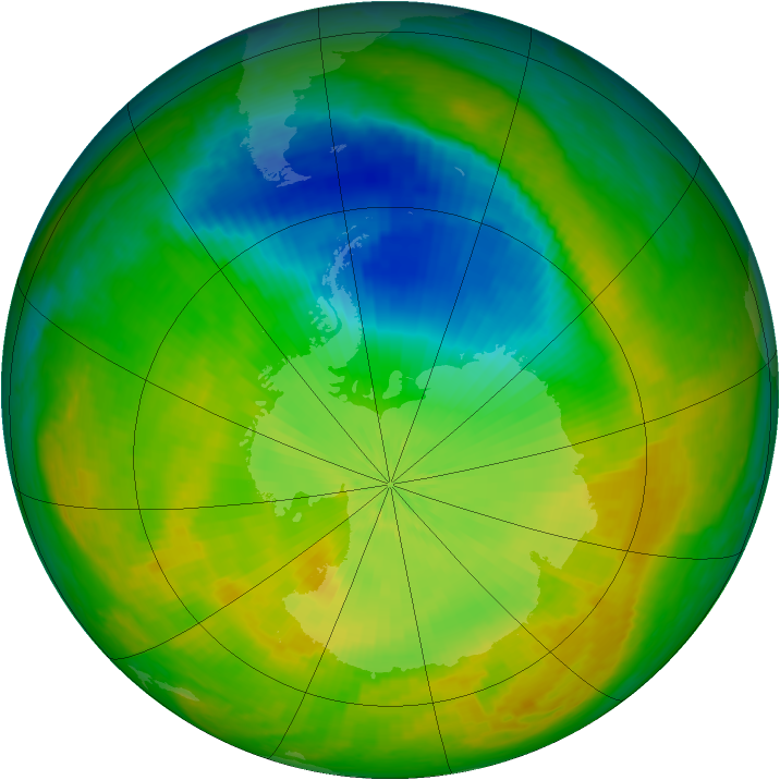 Antarctic ozone map for 05 November 2002